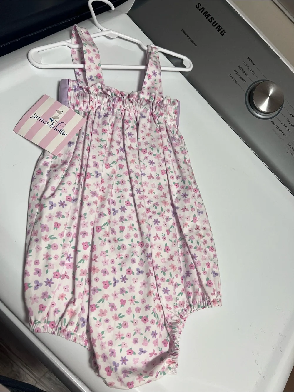 James & Lottie Lilac Floral Baby Girls Romper